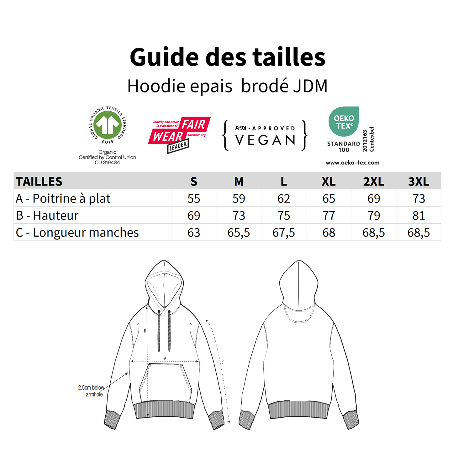 HOODIE EPAIS 100% COTON BRODÉ - PROJET JDM